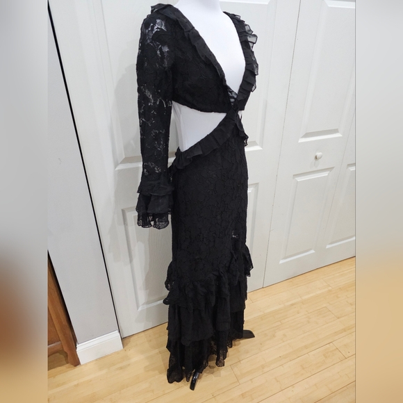 ~SOLD~ Dolls Kill Current Mood Witchy The Rumors Black Lace Cut Out Maxi Dress S - Picture 3 of 14